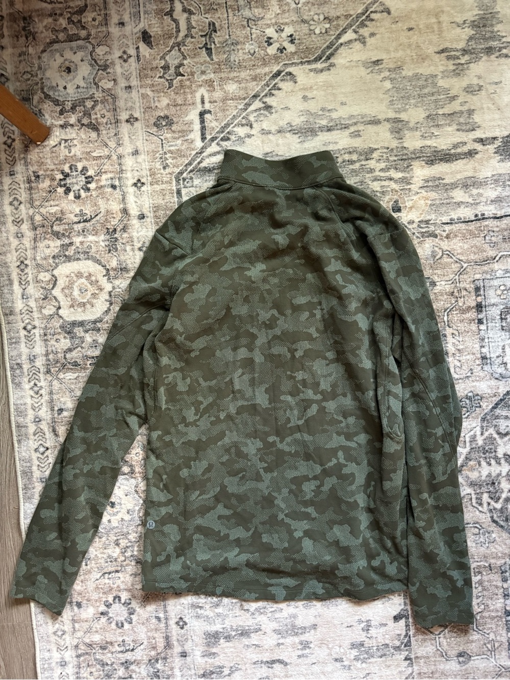 Lululemon Green Camo Surge 1/2 Zip Fleece Lined Pullover Sweater Size M - Picture 9 of 11